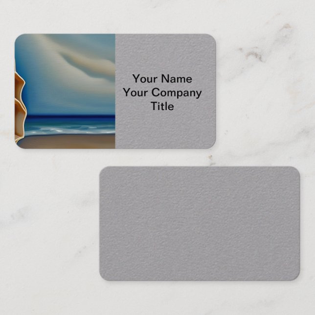 Contemporary Nautilus Shell on a Sandy Beach Tript Business Card (Front/Back)