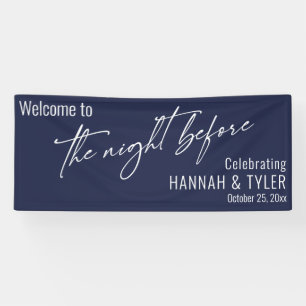 Contemporary Navy Blue The Night Before Welcome Banner
