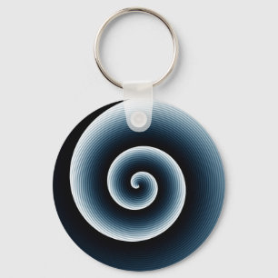 Contemporary Navy Deep Blue Stylish Twirl Pattern Key Ring
