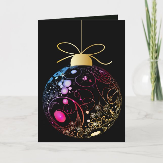 Contemporary Neon Lacy Ornament Holiday Card (Front)