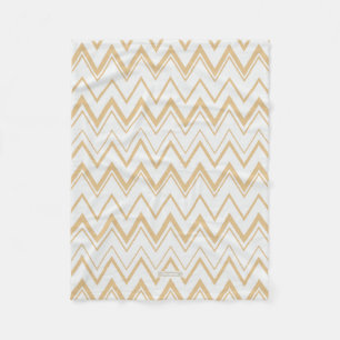 Contemporary neutral gold  white chevron pattern fleece blanket