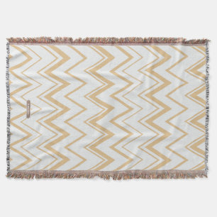 Contemporary neutral gold  white chevron pattern throw blanket