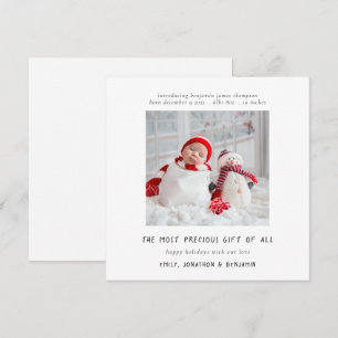 Contemporary Newborn Photo Birth Christmas Card