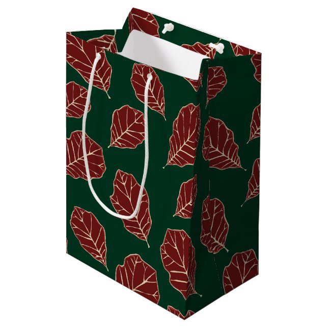 Contemporary Oak Leaves Pattern Medium Gift Bag (Front Angled)