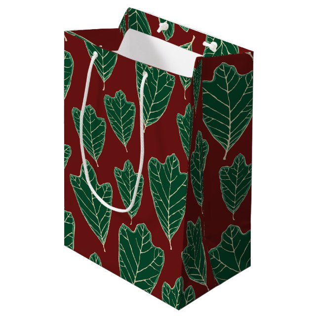 Contemporary Oak Leaves Pattern Medium Gift Bag (Front Angled)