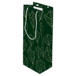 Contemporary Oak Leaves Pattern Wine Gift Bag