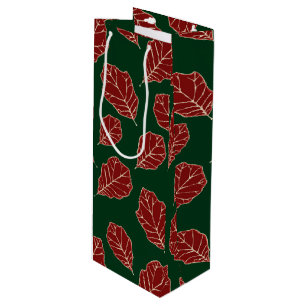 Contemporary Oak Leaves Pattern Wine Gift Bag