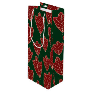 Contemporary Oak Leaves Pattern Wine Gift Bag