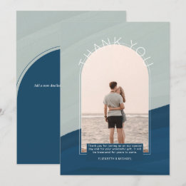 Contemporary Ocean Striped PHOTO THANK YOU Invitat Invitation