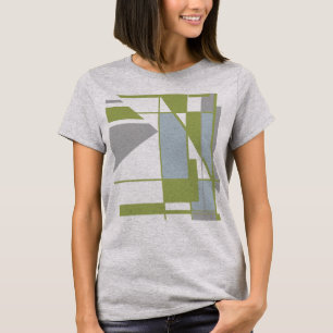 Contemporary Olive Grey Mosaic Geometric MCM Look T-Shirt