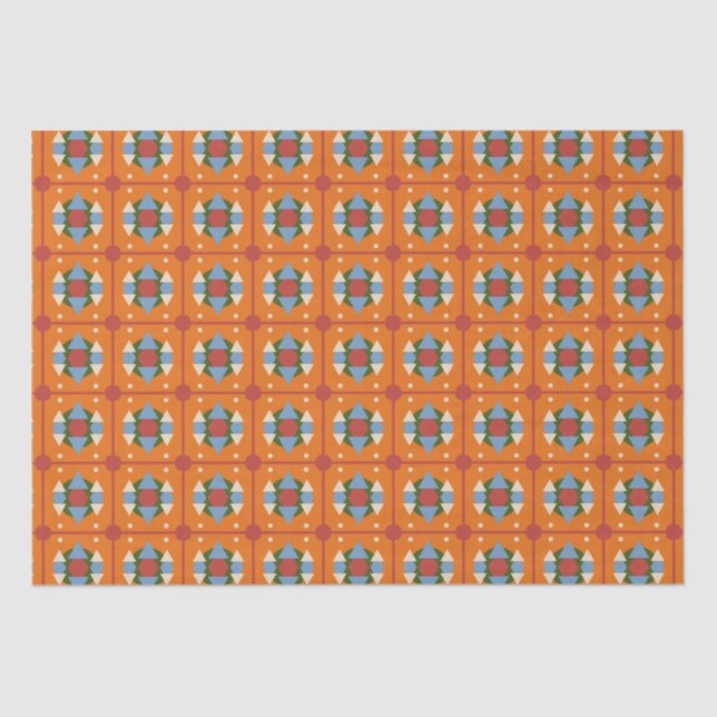 Contemporary Orange Blue Tissue Paper (Front)