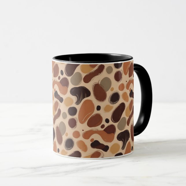 Contemporary Organic Pattern Mug – Earthy Tones (Front Right)