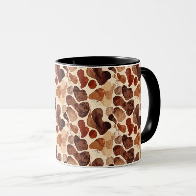 Contemporary Organic Pattern Mug – Earthy Tones (Front Right)