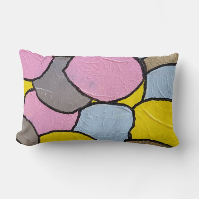 Contemporary painted pattern on cement lumbar cushion (Front)