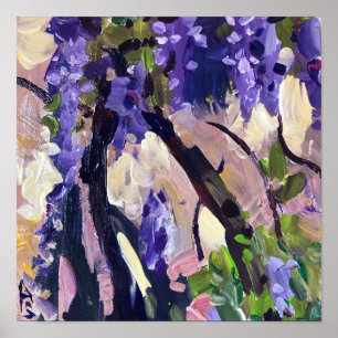 Contemporary painting blooming wisteria poster