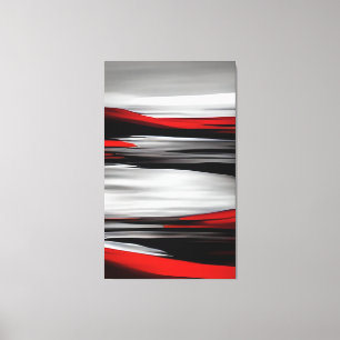 Contemporary Painting Red Black Grey Abstract Art Canvas Print