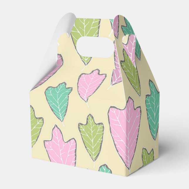 Contemporary Pastel Oak Leaves Pattern Favour Box (Back Side)