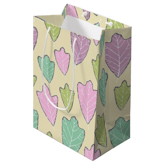 Contemporary Pastel Oak Leaves Pattern Medium Gift Bag (Front Angled)