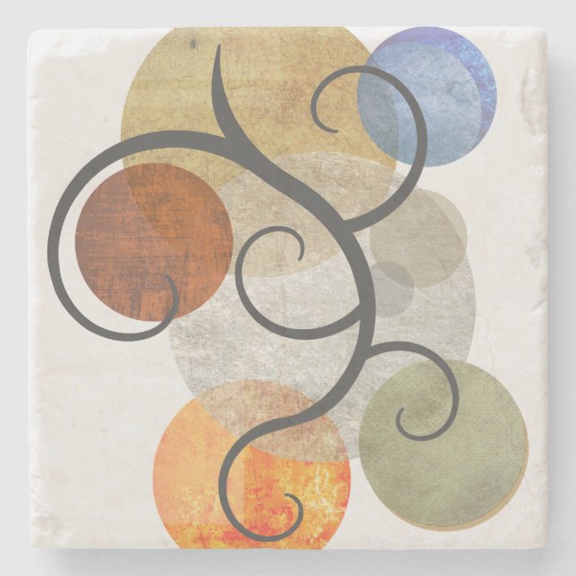 Contemporary Patterned Circles Stone Coaster (Front)