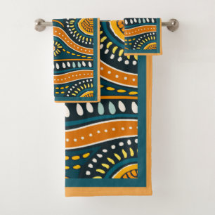 Contemporary Patterns Rust, Teal, Orange Towel