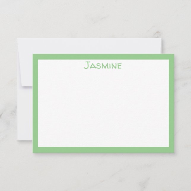 Contemporary Personalised Flat Note Card (Front)