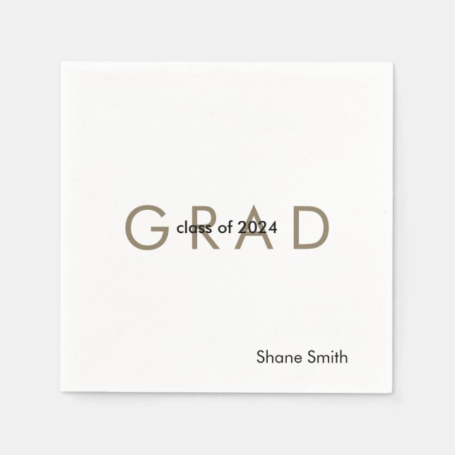  Contemporary Personalised Graduation Paper Napkin (Front)
