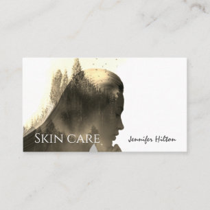 Contemporary photo blending forest  beauty girl business card
