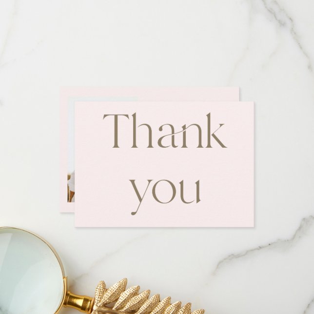 Contemporary  Photo Blush Wedding Thank You (Front/Back In Situ)