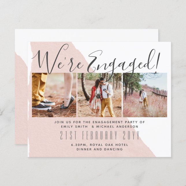 Contemporary PHOTO Engagement Party Invitations (Front/Back)