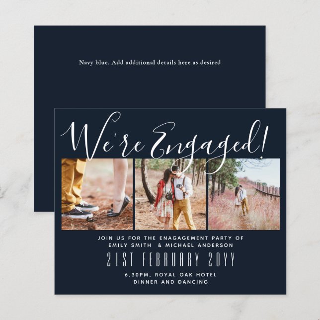 Contemporary PHOTO Engagement Party Invitations (Front/Back)