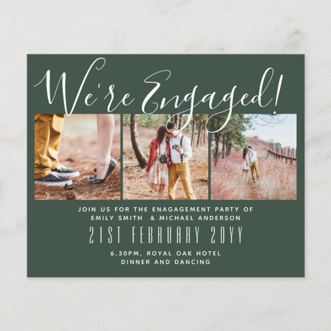 Contemporary PHOTO Engagement Party Invitations Flyer (Front)