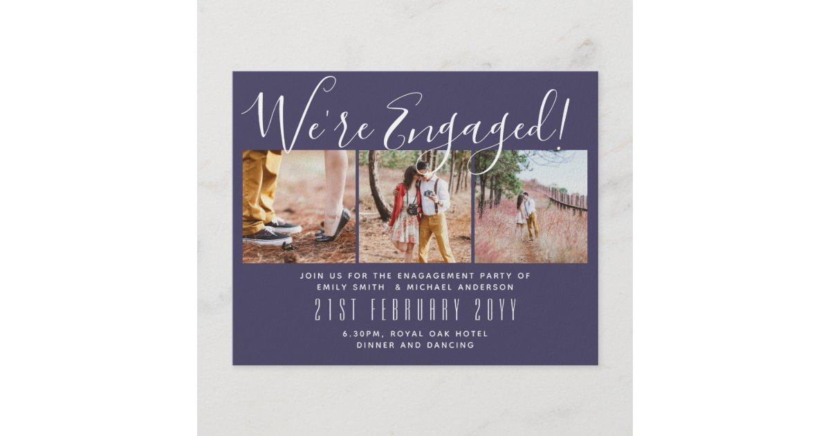 Contemporary PHOTO Engagement Party Invitations Flyer Zazzle.co.uk