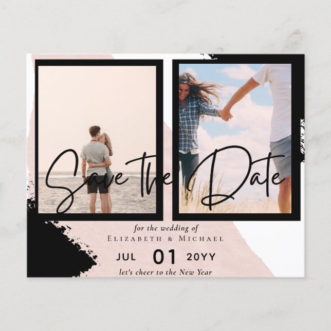 Contemporary Photo Save Dates Engagement  Flyer (Front)