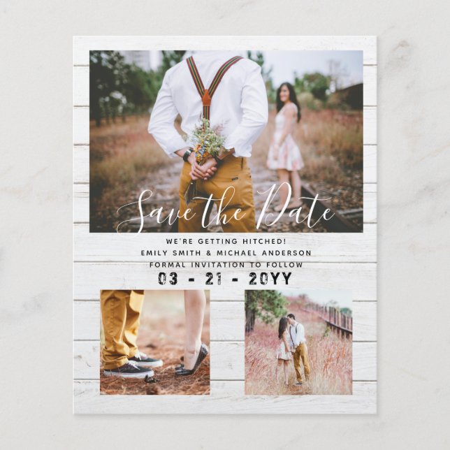 Contemporary Photo Save Dates Engagement  Flyer (Front)