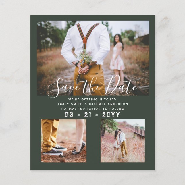 Contemporary Photo Save Dates Engagement  Flyer (Front)