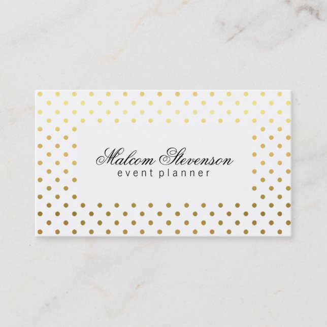 Contemporary | Polka Dots | Gold III Business Card (Front)
