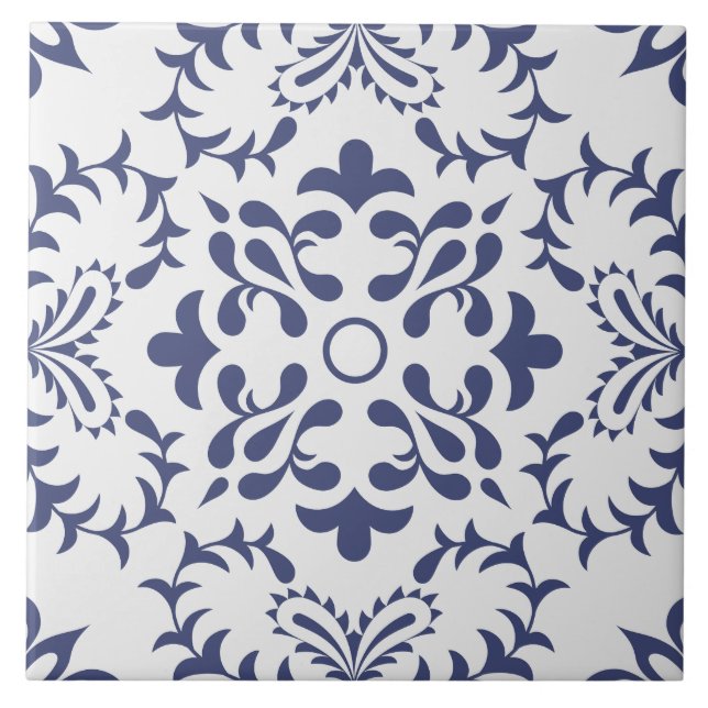 Contemporary Portuguese blue, white Mediterranean Tile (Front)
