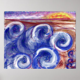 Contemporary print jewel tone seascape Europe