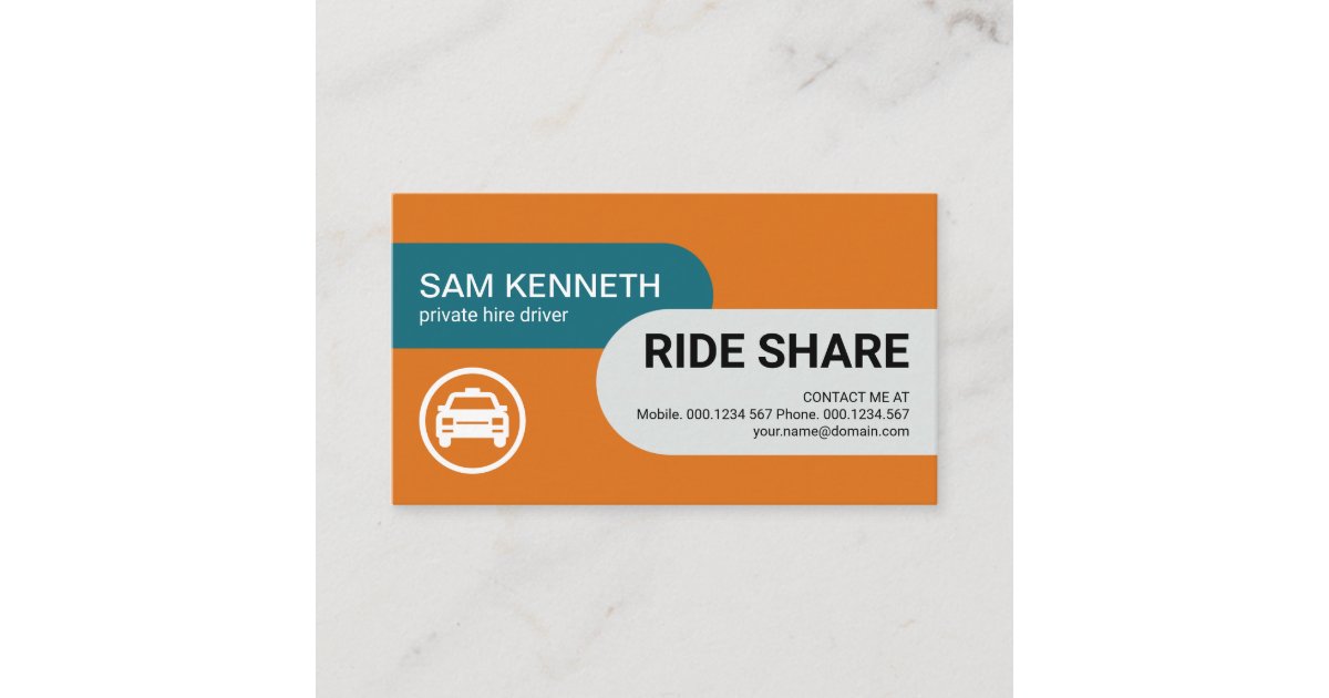 Contemporary Professional Round Column Ride Share Business Card | Zazzle