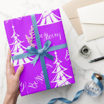 Contemporary Purple and White Christmas Wrapping Paper<br><div class="desc">A modern,  yet elegant Christmas wrap featuring a purple and white theme of white Christmas trees and 'Be Merry' Christmas greetings,  scattered over a purple background to give your gift wrapping a contemporary,  stylish look this holiday season.</div>