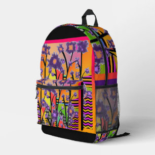 Contemporary PURPLE BLOSSOMS COLLAGE Printed Backpack