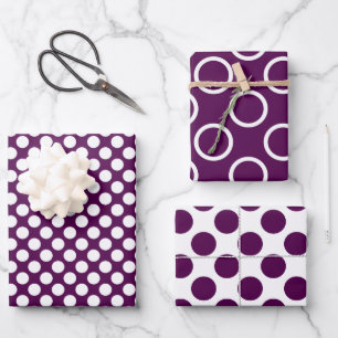 Contemporary Purple Polka Dot Wrapping Paper Sheet