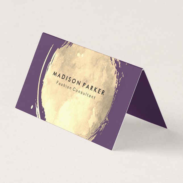 Contemporary Purple Watercolor Brushed Business Card (Front)