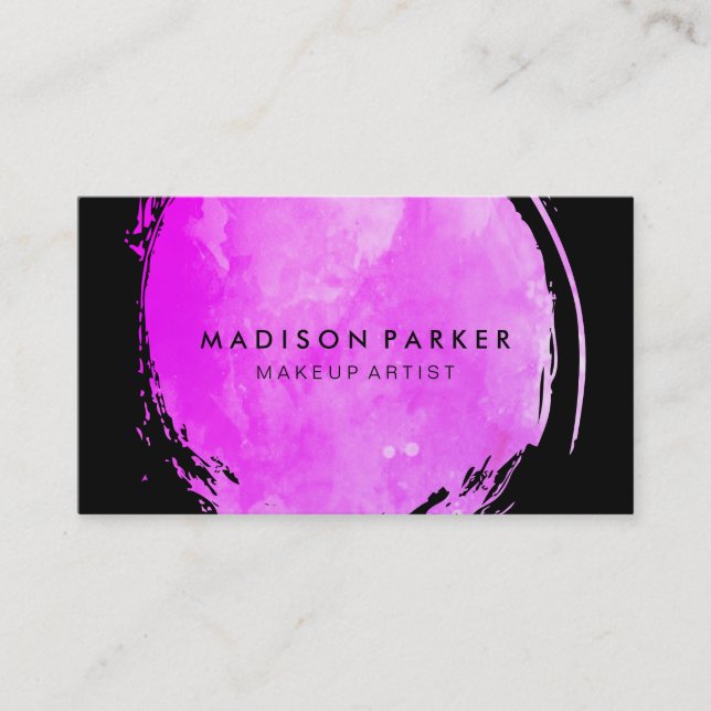 Contemporary Purple Watercolor Brushed Business Card (Front)