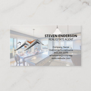 Contemporary Real Estate Logo   Modern Kitchen Business Card