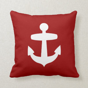 Contemporary Red Anchor Pillow