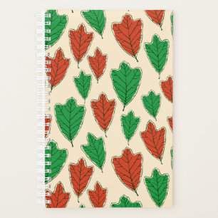 Contemporary Red and Green Oak Leaves Pattern Plan Planner