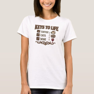 Contemporary Red COFFEE THEN WINE Fashion Art T-Shirt