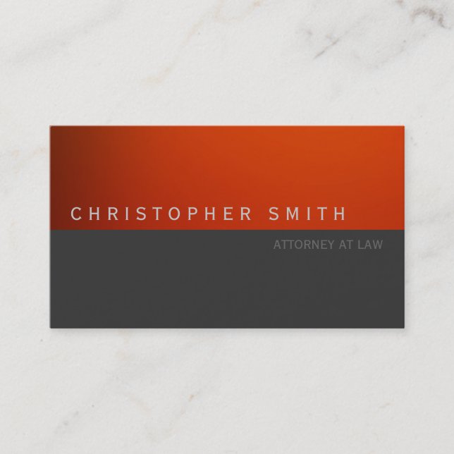 Contemporary Red Grey Simple Plain Business Card (Front)