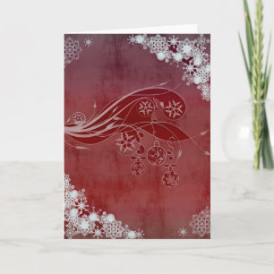 Contemporary Red Snowflakes Holiday Card